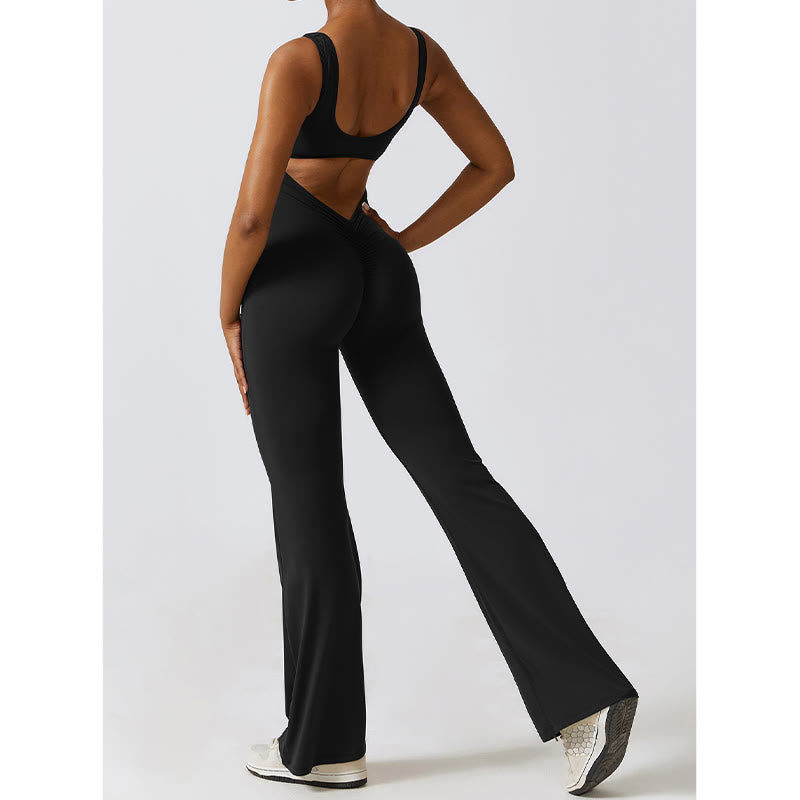 Buddha Stones Donna Tuta Senza Maniche Pantaloni Svasati Sport Fitness Yoga Bodysuit - image 3