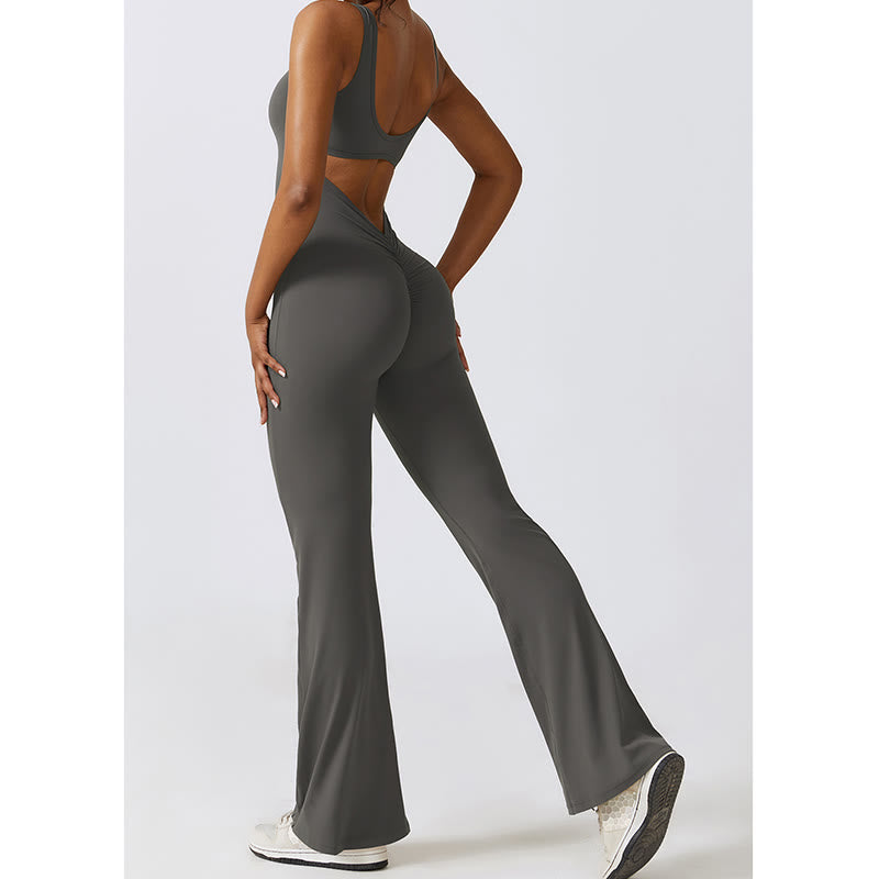 Buddha Stones Donna Tuta Senza Maniche Pantaloni Svasati Sport Fitness Yoga Bodysuit - image 7