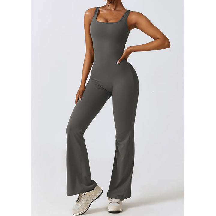 Buddha Stones Donna Tuta Senza Maniche Pantaloni Svasati Sport Fitness Yoga Bodysuit - image 8