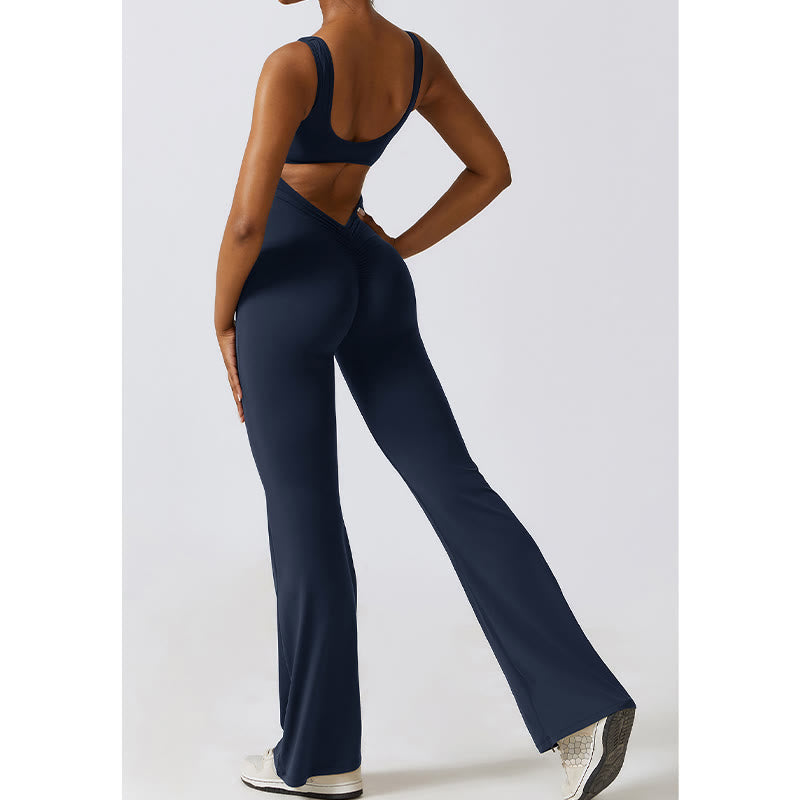 Buddha Stones Donna Tuta Senza Maniche Pantaloni Svasati Sport Fitness Yoga Bodysuit - image 22