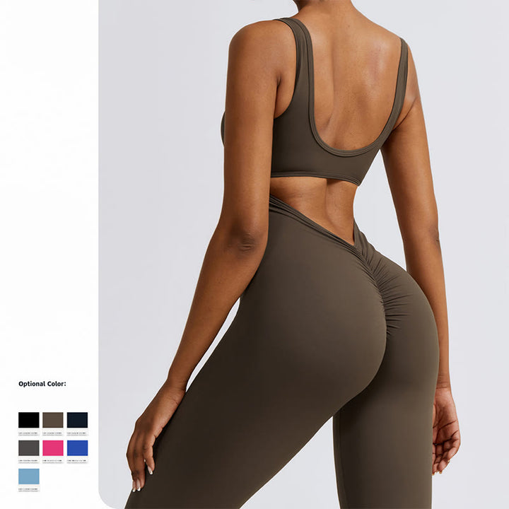 Buddha Stones Donna Tuta Senza Maniche Pantaloni Svasati Sport Fitness Yoga Bodysuit - image 19