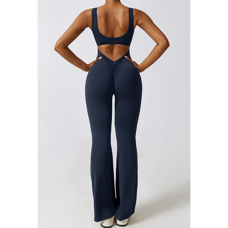 Buddha Stones Donna Tuta Senza Maniche Pantaloni Svasati Sport Fitness Yoga Bodysuit - image 25