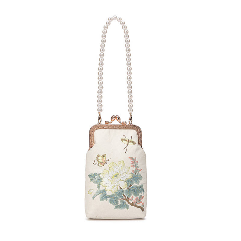 Borsa a tracolla con catena in metallo con perle ricamate , Buddha Stones, piccoli fiori, farfalla, borsa a tracolla, borsa per cellulare - image 11