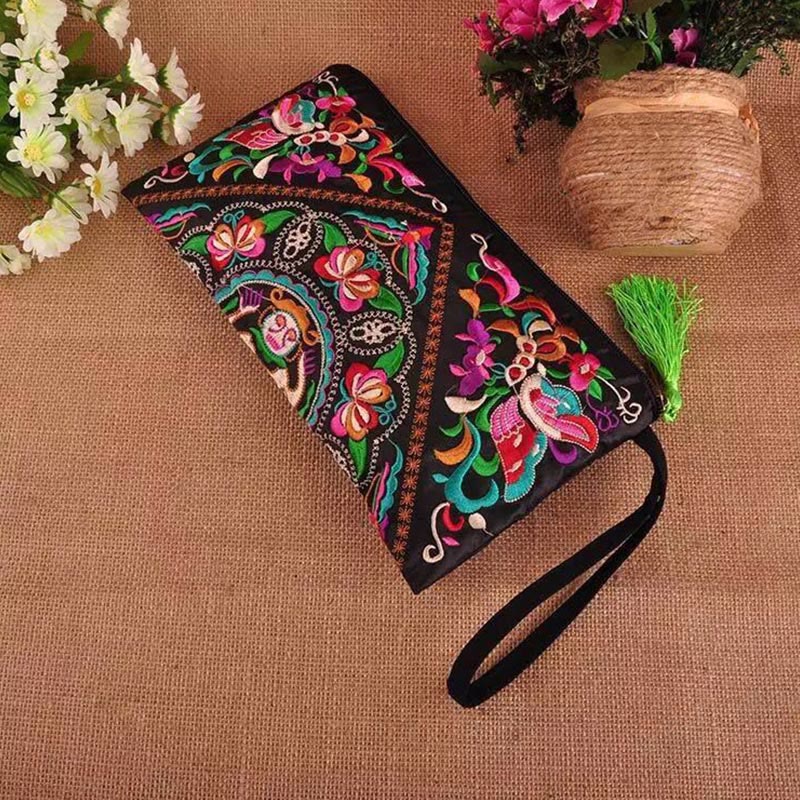 Portafoglio con ricamo a forma di fiore di cosmo, drago , Buddha Stones, borsa per la spesa - Fiore farfalla 14*25cm - image 8