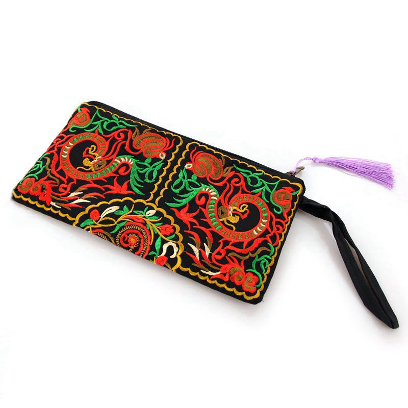 Portafoglio con ricamo a forma di fiore di cosmo, drago , Buddha Stones, borsa per la spesa - image 5