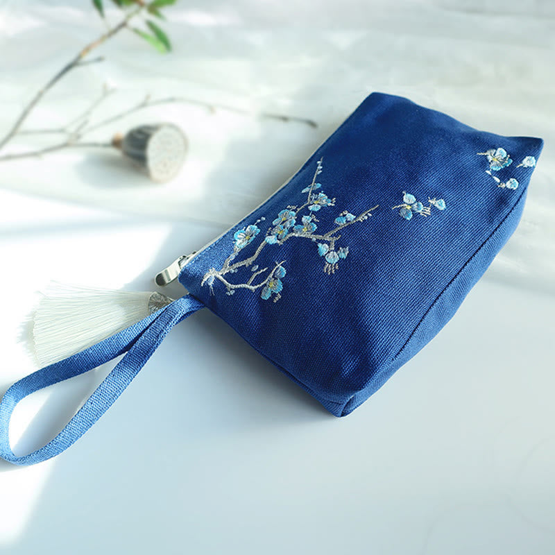 Portafoglio in Buddha Stones , ciliegio, gru, piccolo fiore di pesco, borsa per la spesa - Prugna blu 21*13cm - image 14