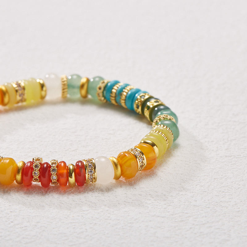 Bracciale Buddha Stones Natural Red Agate Jade Rainbow Confidence