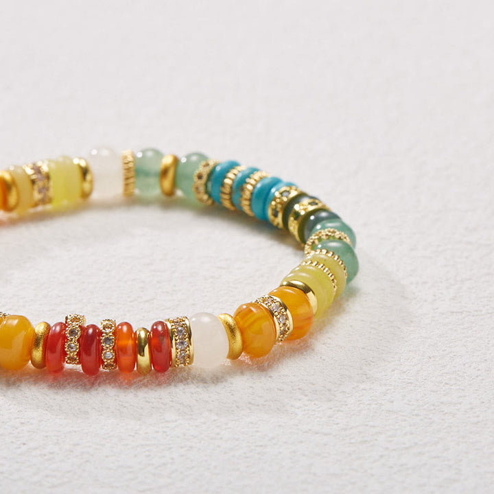 Bracciale Buddha Stones Natural Red Agate Jade Rainbow Confidence