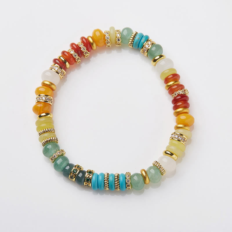 Bracciale Buddha Stones Natural Red Agate Jade Rainbow Confidence