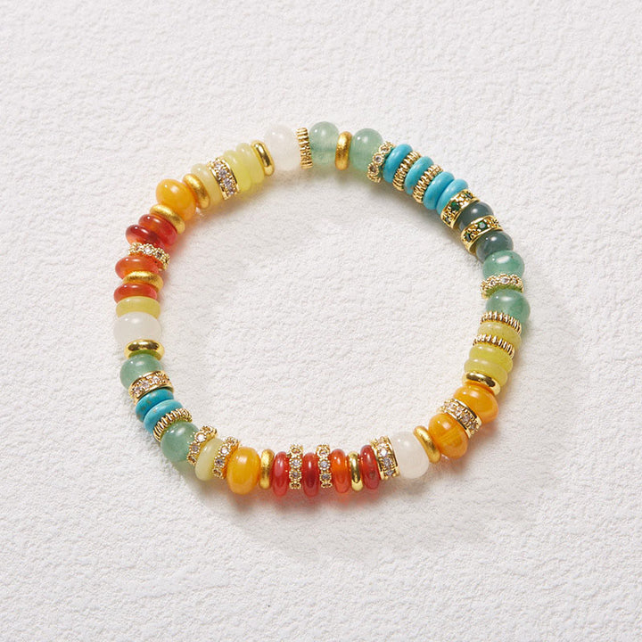 Bracciale Buddha Stones Natural Red Agate Jade Rainbow Confidence