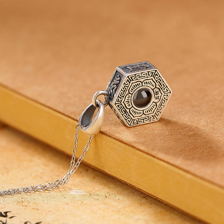 Collana con ciondolo a proiezione d'amore Buddha Stones in argento sterling 990 tibetano Om Mani Padme Hum Lotus - image 2