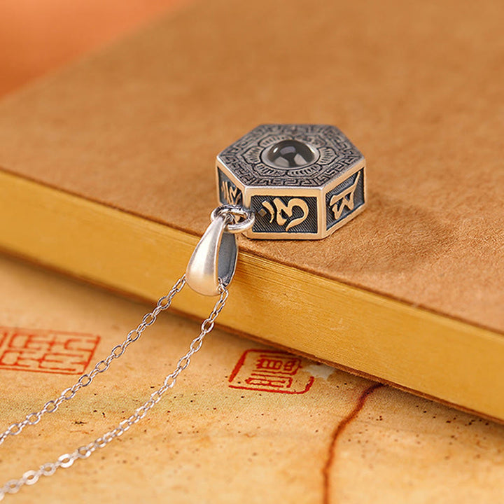 Collana con ciondolo a proiezione d'amore Buddha Stones in argento sterling 990 tibetano Om Mani Padme Hum Lotus - image 5