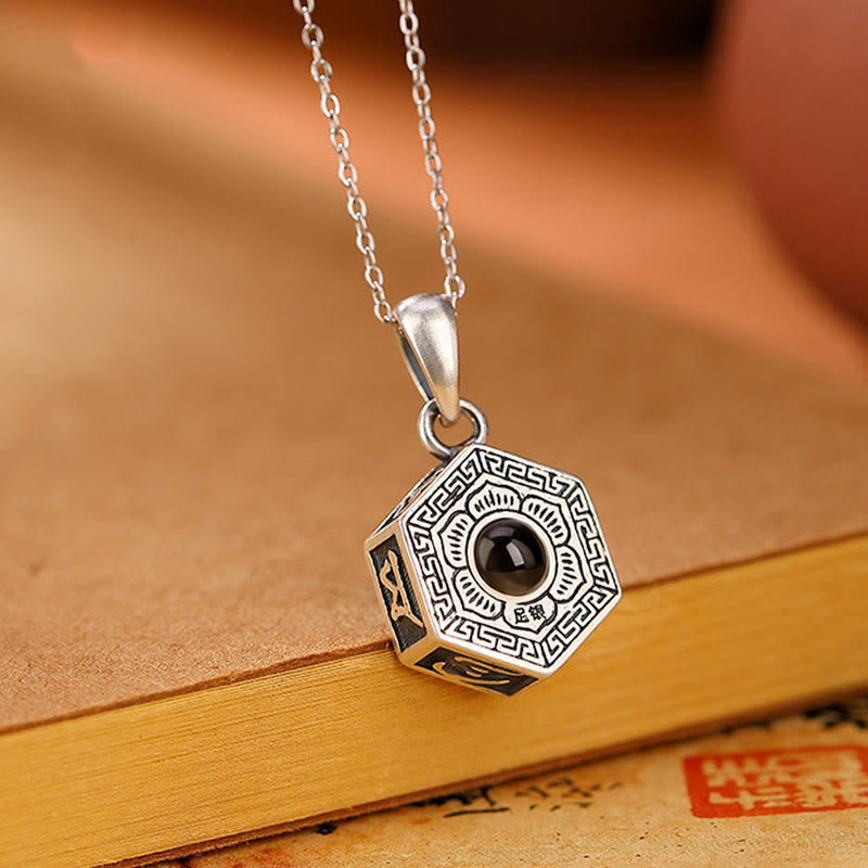 Collana con ciondolo a proiezione d'amore Buddha Stones in argento sterling 990 tibetano Om Mani Padme Hum Lotus - image 1