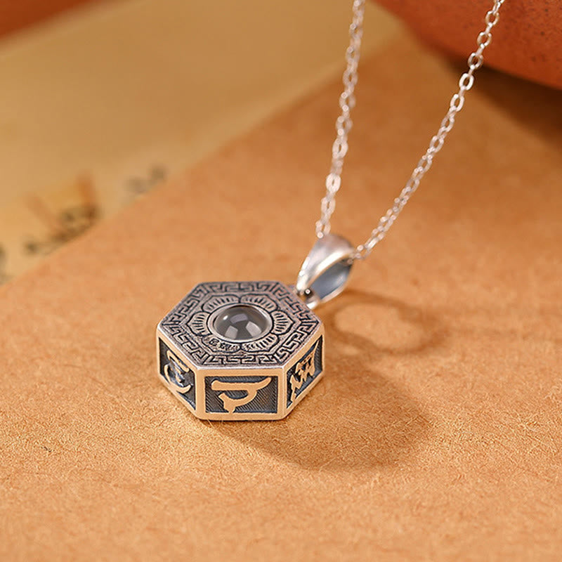 Collana con ciondolo a proiezione d'amore Buddha Stones in argento sterling 990 tibetano Om Mani Padme Hum Lotus - image 3