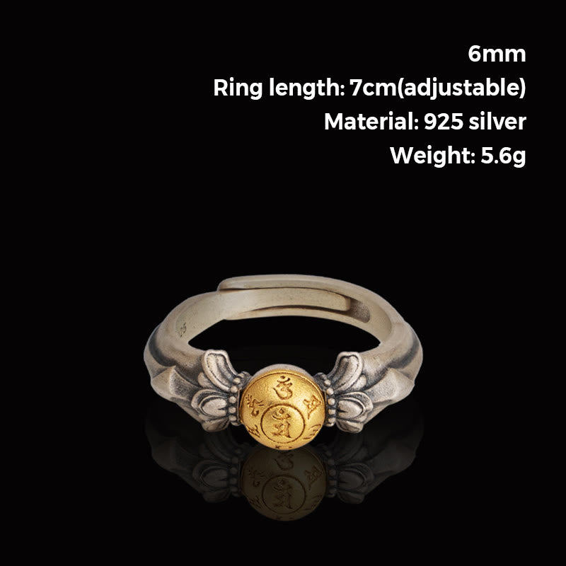 Anello regolabile Buddha Stones 925 Sterling Silver Manjusri Mantra Om Mani Padme Hum Peace - image 6