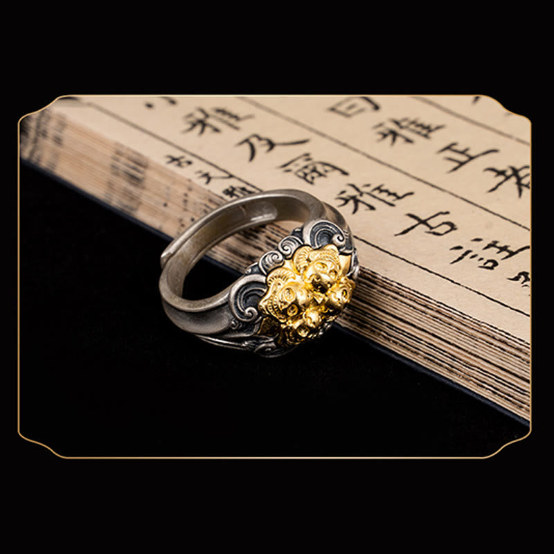 Anello regolabile con protezione del teschio tibetano in argento sterling 925 Buddha Stones - image 6