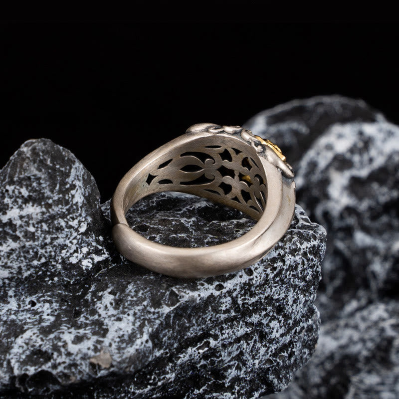 Anello regolabile con protezione del teschio tibetano in argento sterling 925 Buddha Stones - image 2