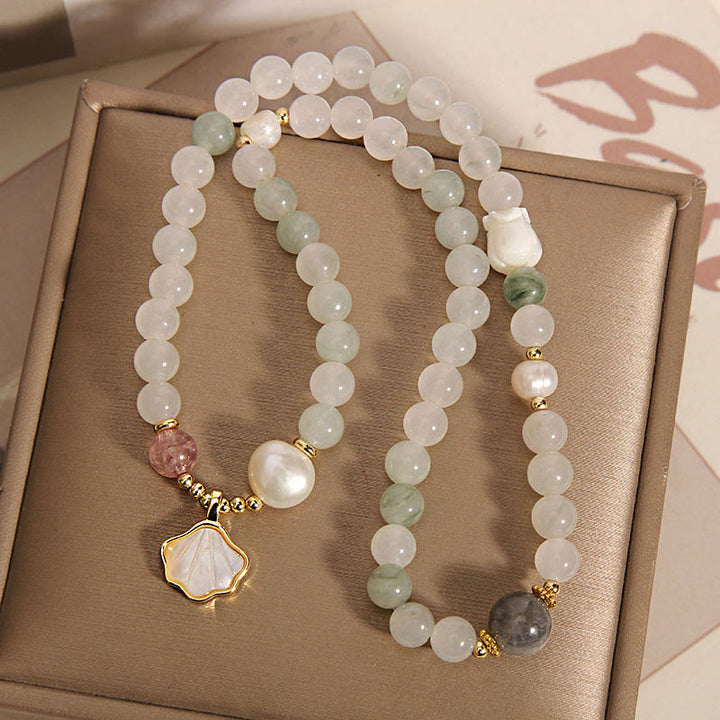 Braccialetto portafortuna con conchiglia di giada a doppio strato Buddha Stones