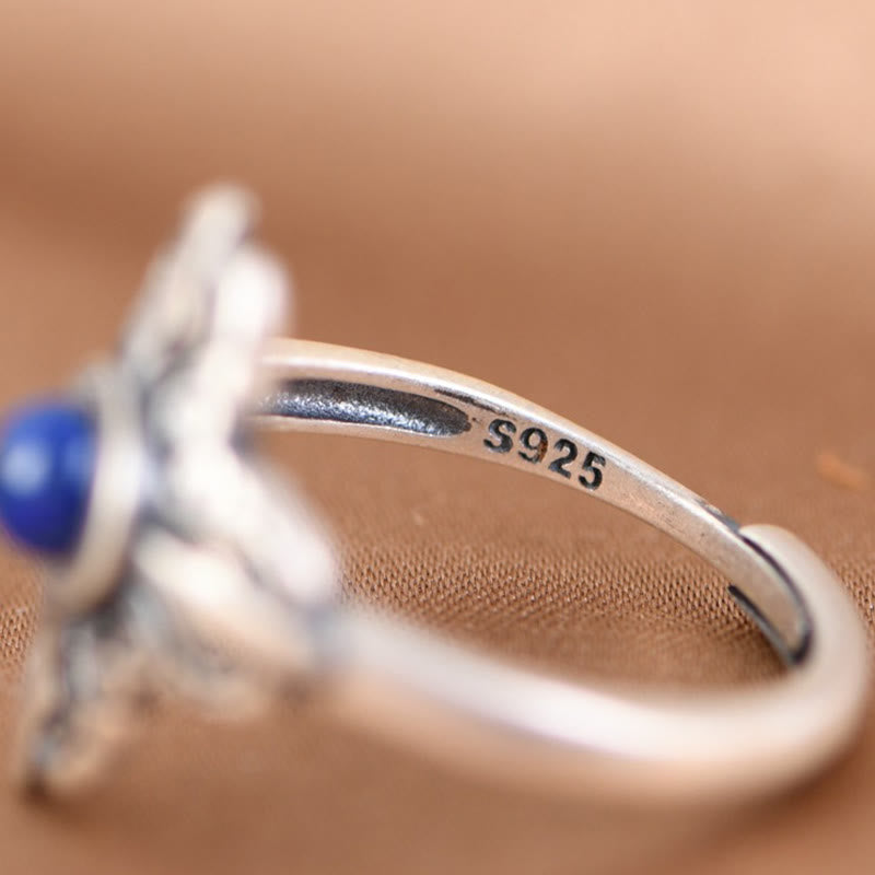 Anello regolabile positivo in lazurite naturale in argento sterling 925 Buddha Stones in Tibet - image 6