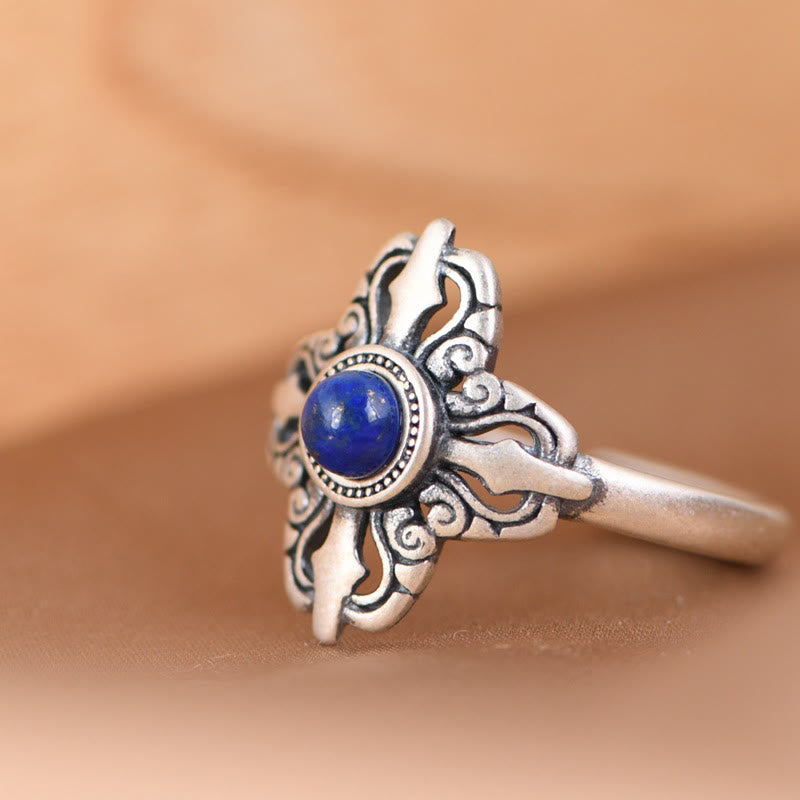 Anello regolabile positivo in lazurite naturale in argento sterling 925 Buddha Stones in Tibet - image 2