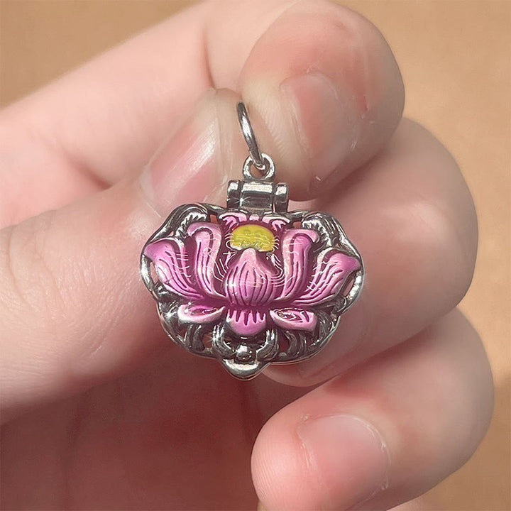Collana pendente Buddha Stones in rame Tibet Lotus Luck New Begining