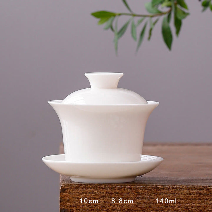 Buddha Stones porcellana bianca paesaggio di montagna campagna ceramica gaiwan tazza da tè kung fu tazza da tè e piattino con coperchio