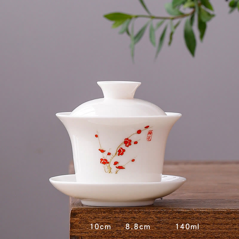 Buddha Stones porcellana bianca paesaggio di montagna campagna ceramica gaiwan tazza da tè kung fu tazza da tè e piattino con coperchio
