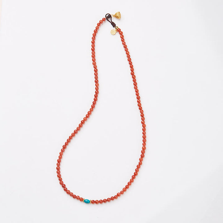 Buddha Stones 925 Sterling Silver Placcato Oro Naturale Agata Rossa Turchese Fiducia Bracciale Collana Ciondolo Anello Set
