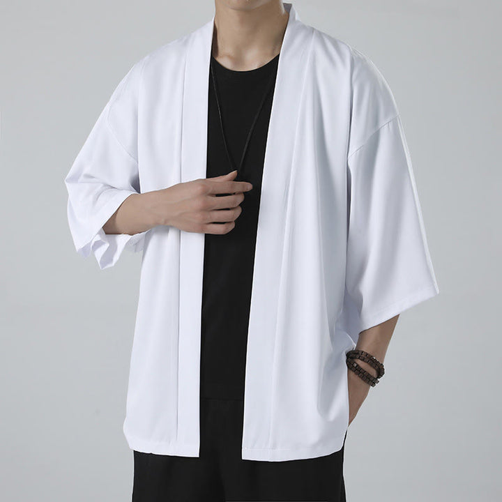 Kimono da uomo a tinta unita con apertura frontale e motivo Buddha Stones. - Giacca bianca (solo giacca) - US/UK/AU46, EU56 (5XL) - image 7