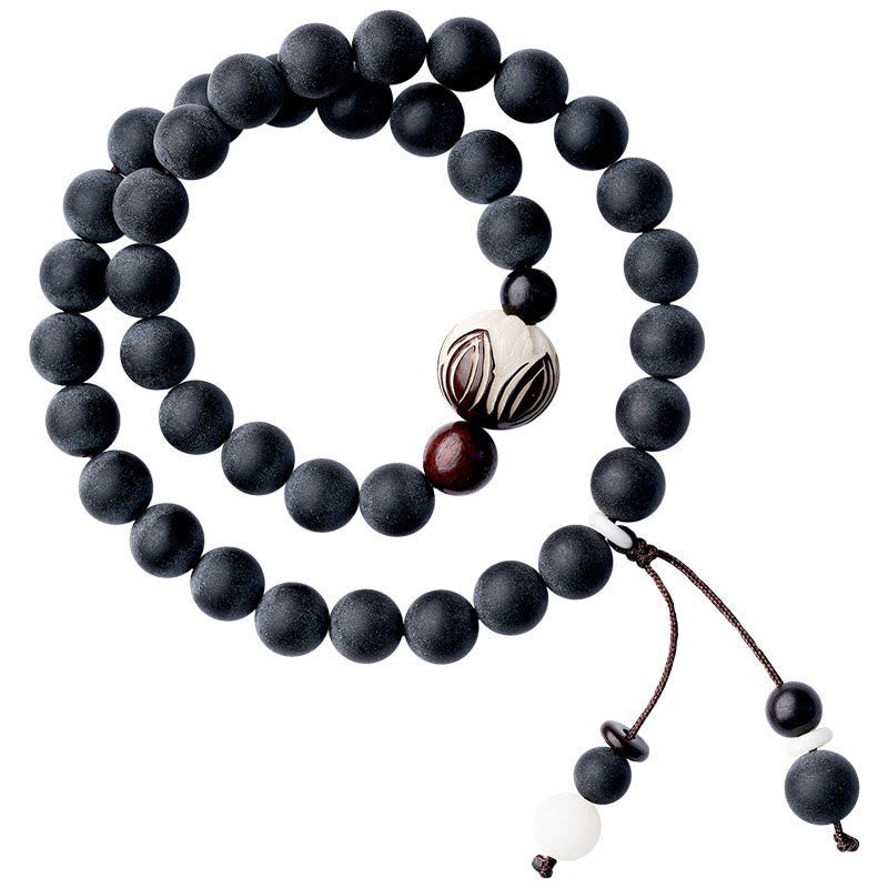 Braccialetto di guarigione Bodhi Lotus con doppio strato di cipresso tibetano Buddha Stones