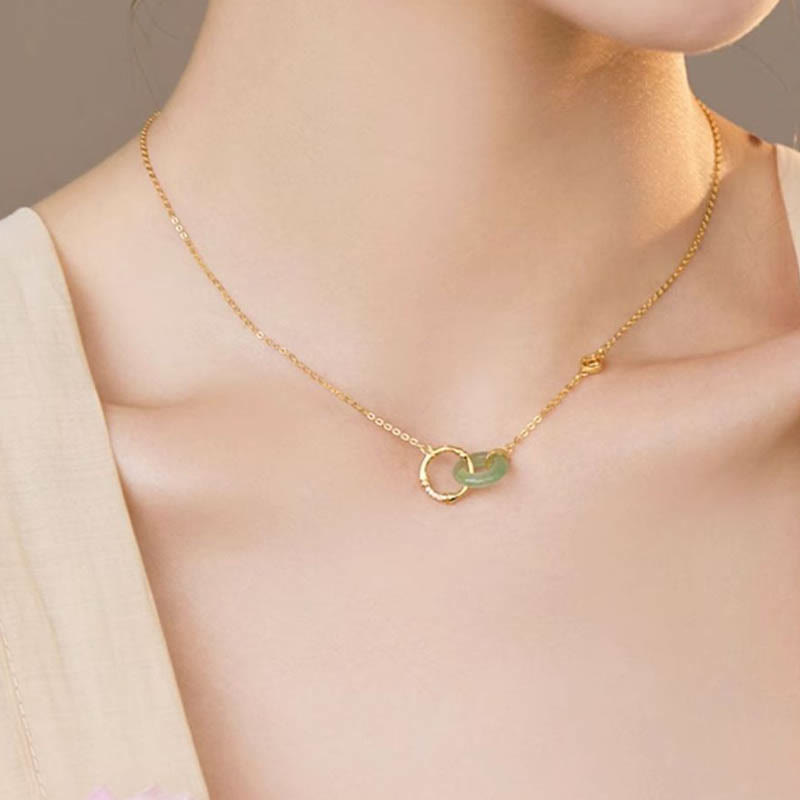 Buddha Stones 925 Sterling Silver Natural Green Aventurina Peace Buckle Bamboo Coin Prosperity Necklace Pendant - image 5