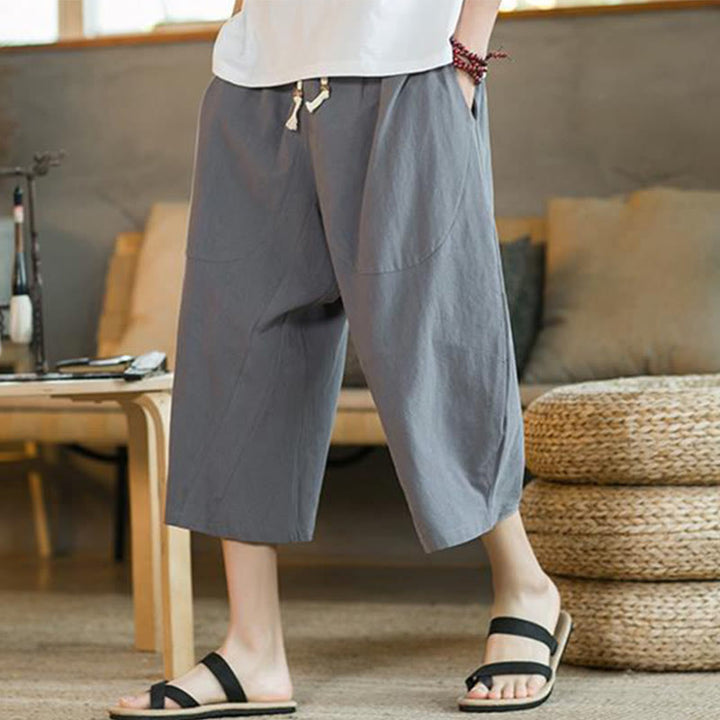 Pantaloni da uomo a gamba larga, tinta unita, lunghezza media, con tasche, con Buddha Stones. - Grigio - US/UK/AU46, EU56 (5XL) - image 24