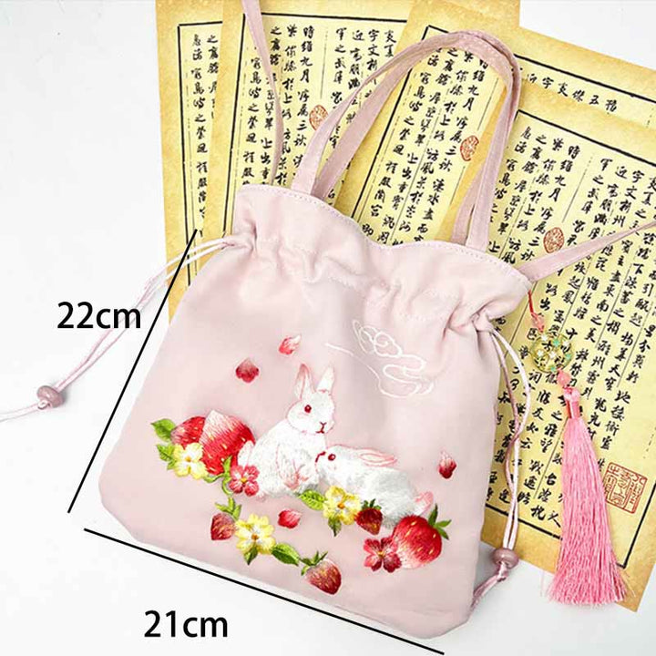 Buddha Stones Suzhou Ricamo Loto Cervo Epiphyllum Peonia Coniglio Cotone Lino Tote Borsa A Tracolla Borsa A Tracolla Borsa A Mano - image 19