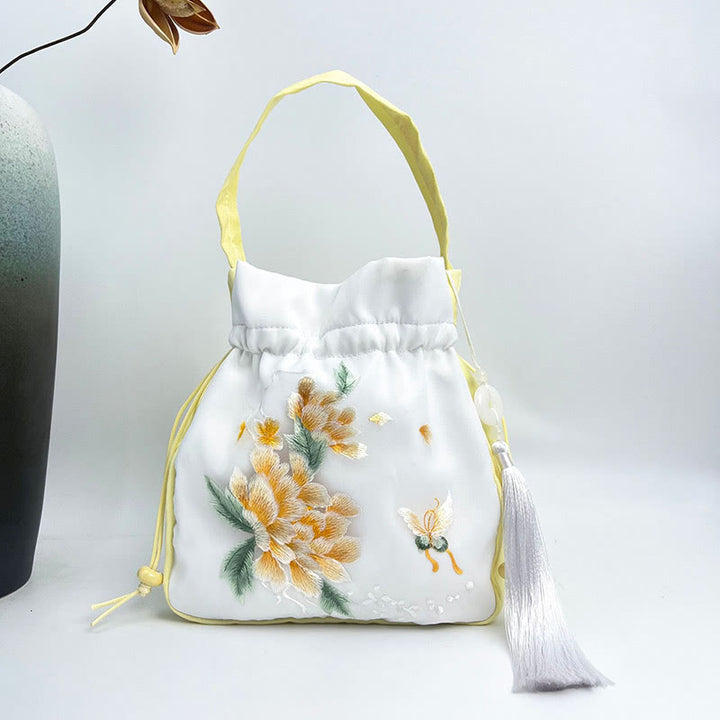 Buddha Stones Suzhou Ricamo Coniglio Loto Epiphyllum Peonia Magnolia Tote Borsa a tracolla Borsa a tracolla Borsa a mano