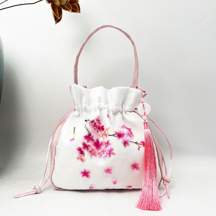Buddha Stones Suzhou Ricamo Coniglio Loto Epiphyllum Peonia Magnolia Tote Borsa a tracolla Borsa a tracolla Borsa a mano