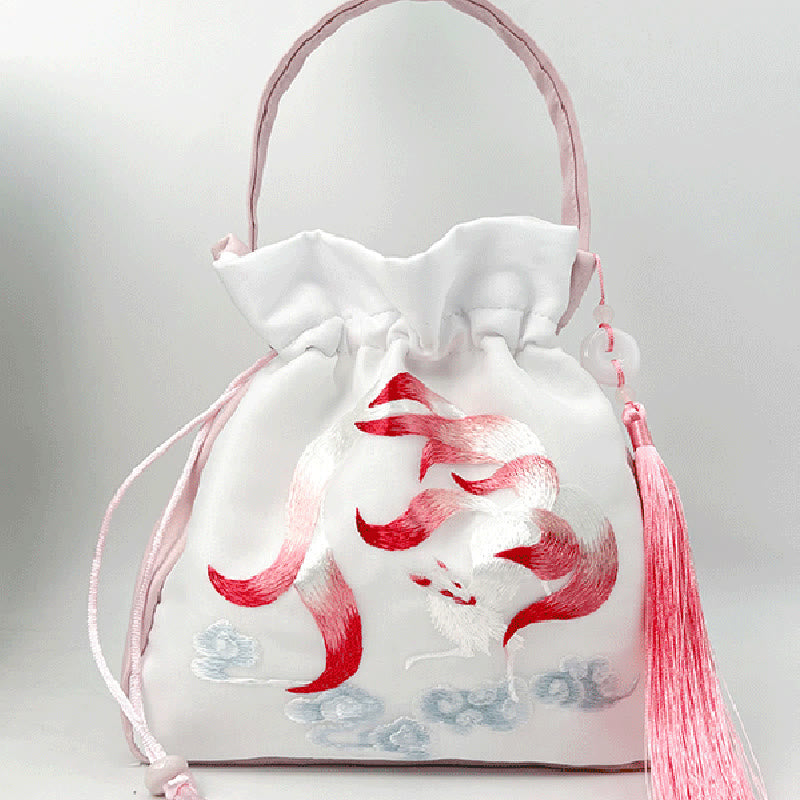 Buddha Stones Suzhou Ricamo Coniglio Loto Epiphyllum Peonia Magnolia Tote Borsa a tracolla Borsa a tracolla Borsa a mano