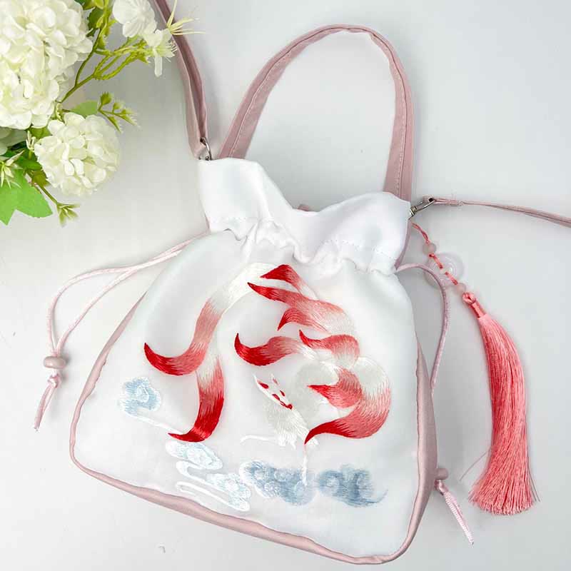 Buddha Stones Suzhou Ricamo Coniglio Loto Epiphyllum Peonia Magnolia Tote Borsa a tracolla Borsa a tracolla Borsa a mano