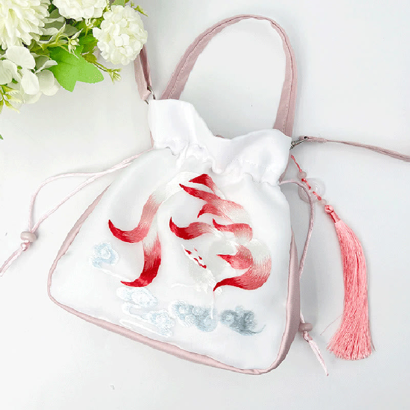 Buddha Stones Suzhou Ricamo Coniglio Loto Epiphyllum Peonia Magnolia Tote Borsa a tracolla Borsa a tracolla Borsa a mano