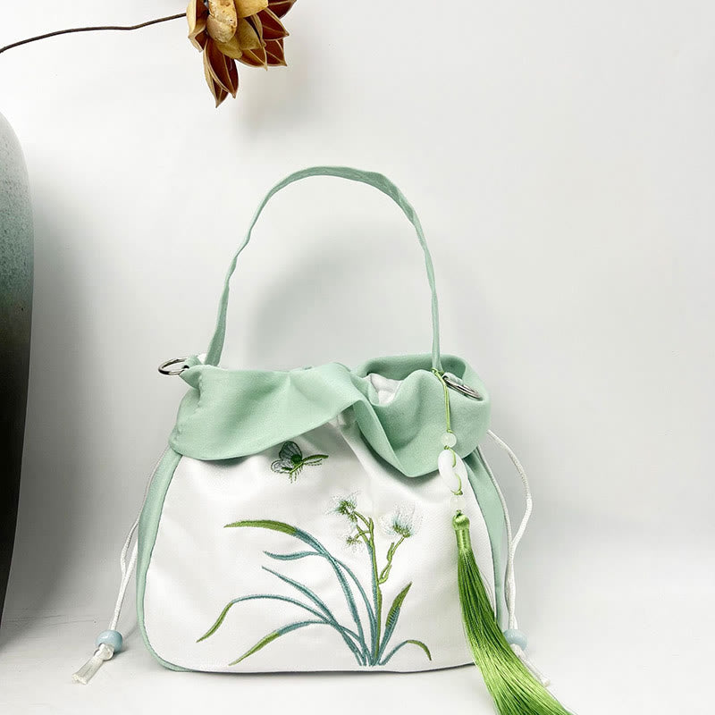 Buddha Stones Suzhou Ricamo Camelia Magnolia Peonia Loto Seta Tote Borsa a Tracolla Borsa a Tracolla Borsa a Mano