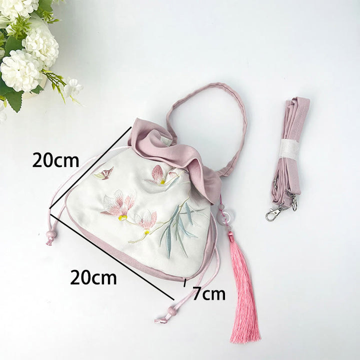 Buddha Stones Suzhou Ricamo Camelia Magnolia Peonia Loto Seta Tote Borsa a Tracolla Borsa a Tracolla Borsa a Mano