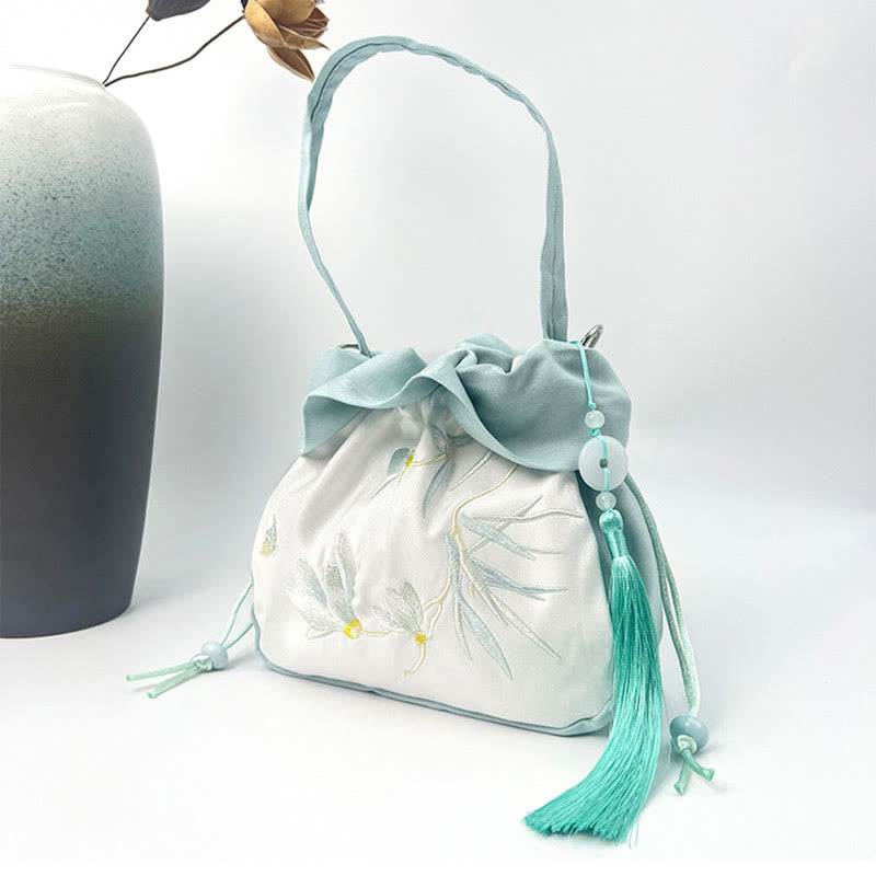 Buddha Stones Suzhou Ricamo Camelia Magnolia Peonia Loto Seta Tote Borsa a Tracolla Borsa a Tracolla Borsa a Mano