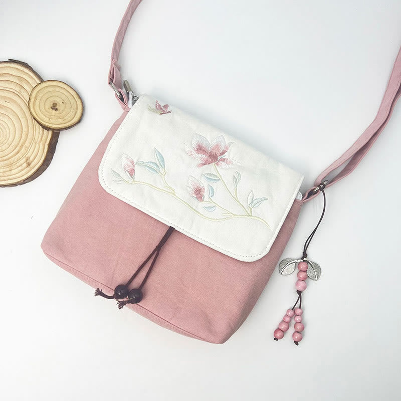 Buddha Stones Ricamato Camelia Epiphyllum Gardenia Sakura Fiori Borsa a Tracolla Borsa a Tracolla Borsa per Cellulare