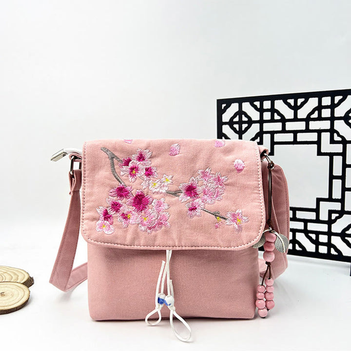 Buddha Stones Ricamato Camelia Epiphyllum Gardenia Sakura Fiori Borsa a Tracolla Borsa a Tracolla Borsa per Cellulare