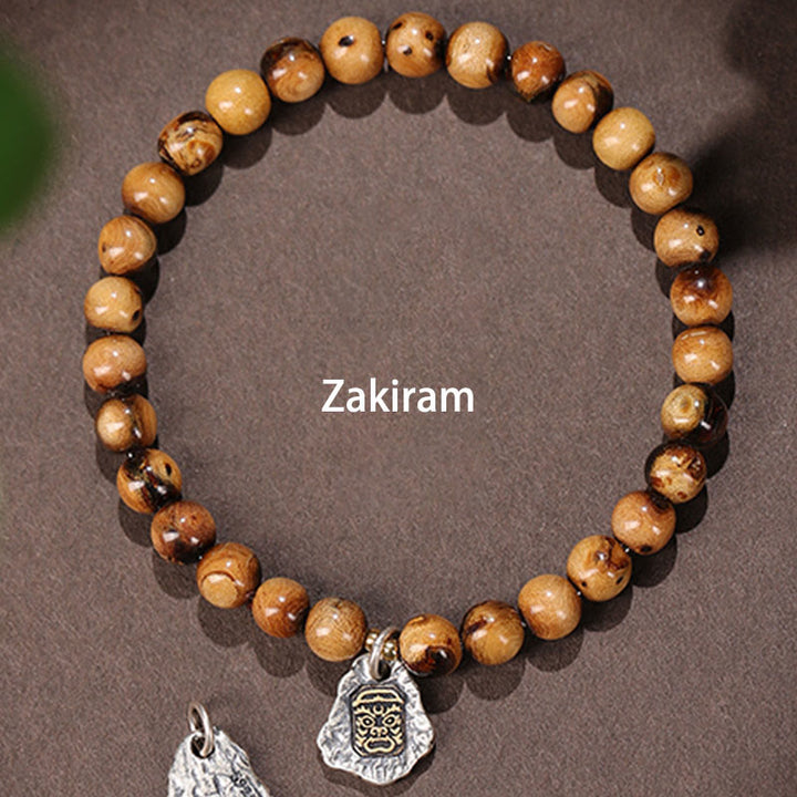 Buddha Stones 925 Sterling Silver Natural Golden Sea Willow Zakiram Dea della Ricchezza Fortuna Fu Carattere Braccialetto di Successo - image 3
