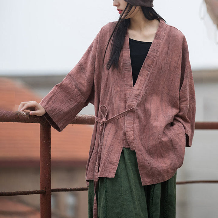 Cappotto con lacci e tie-dye con Buddha Stones , meditazione zen, giacca aperta sul davanti - image 12