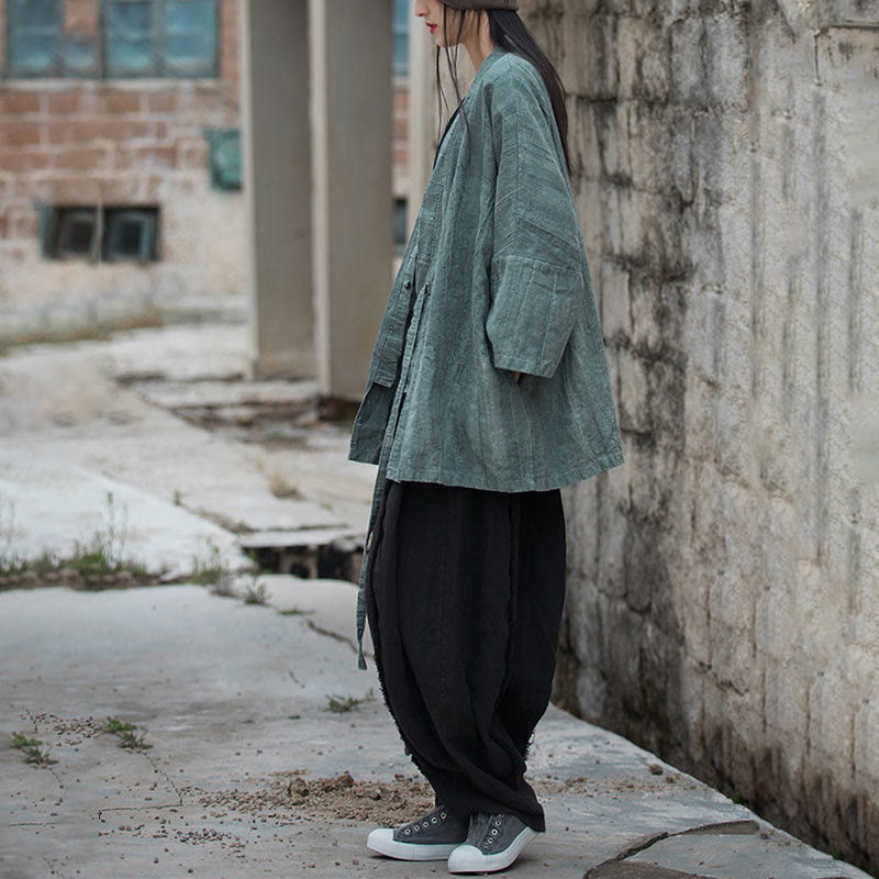 Cappotto con lacci e tie-dye con Buddha Stones , meditazione zen, giacca aperta sul davanti - image 29