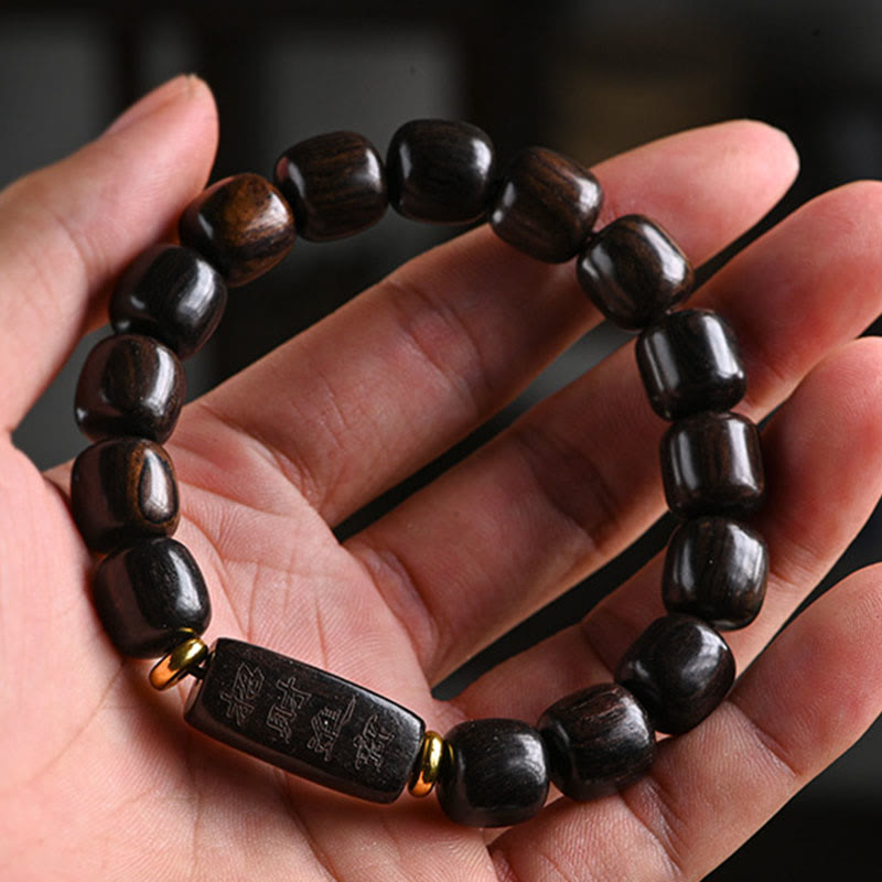 Buddha Stones Tibetano Ebano Legno Perline di Botte Fortunato E Tesoro Braccialetto di Equilibrio