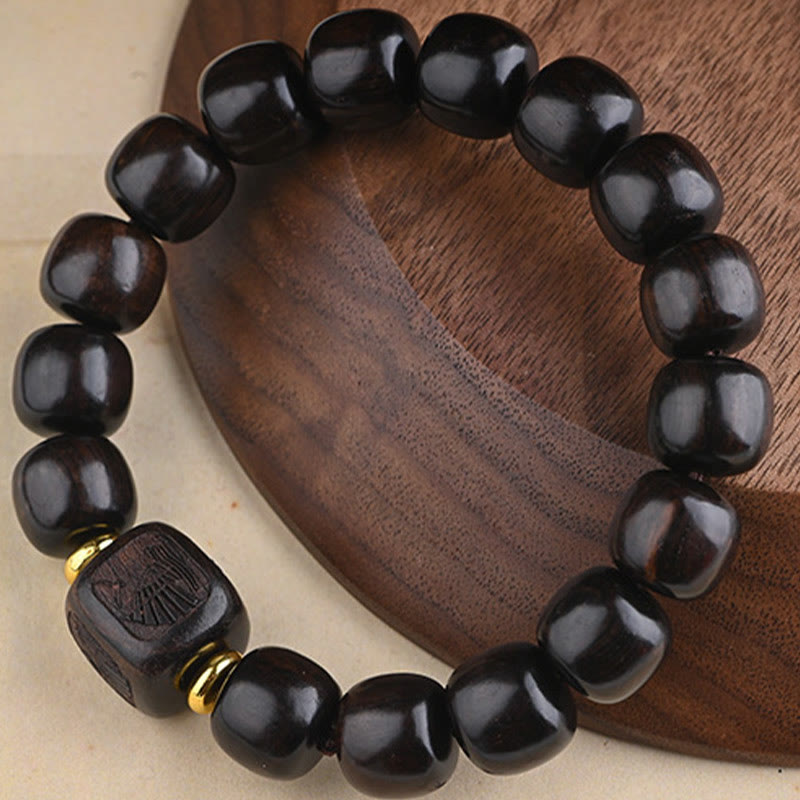 Buddha Stones Tibetano Ebano Legno Perline di Botte Fortunato E Tesoro Braccialetto di Equilibrio