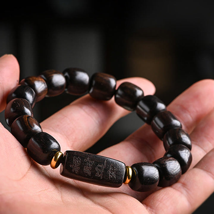 Buddha Stones Tibetano Ebano Legno Perline di Botte Fortunato E Tesoro Braccialetto di Equilibrio