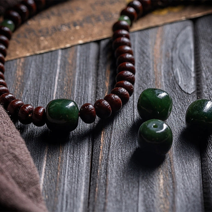 Buddha Stones Tibet naturale 108 Mala perline viola Bodhi Seed Hetian ciano giada rame Dorje braccialetto della pace